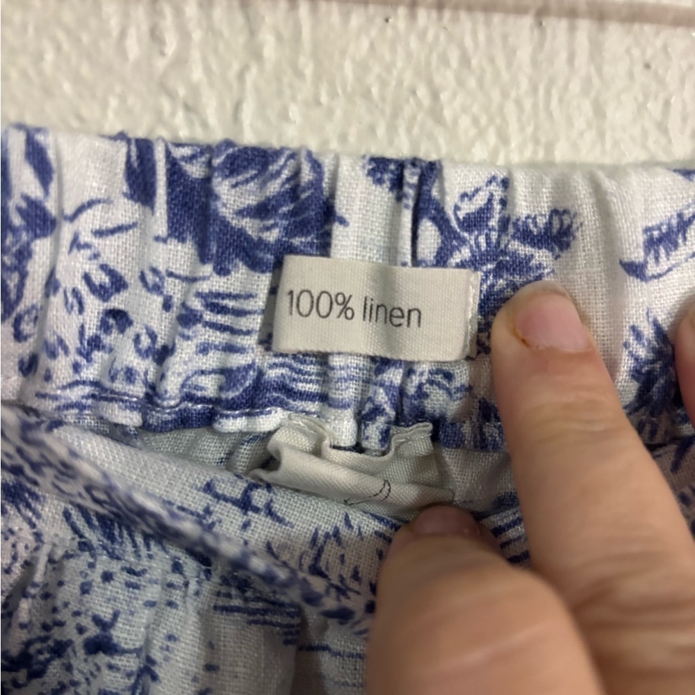 Joie Linen Blue and White Tropical Print Skirt - Picture 4 of 6